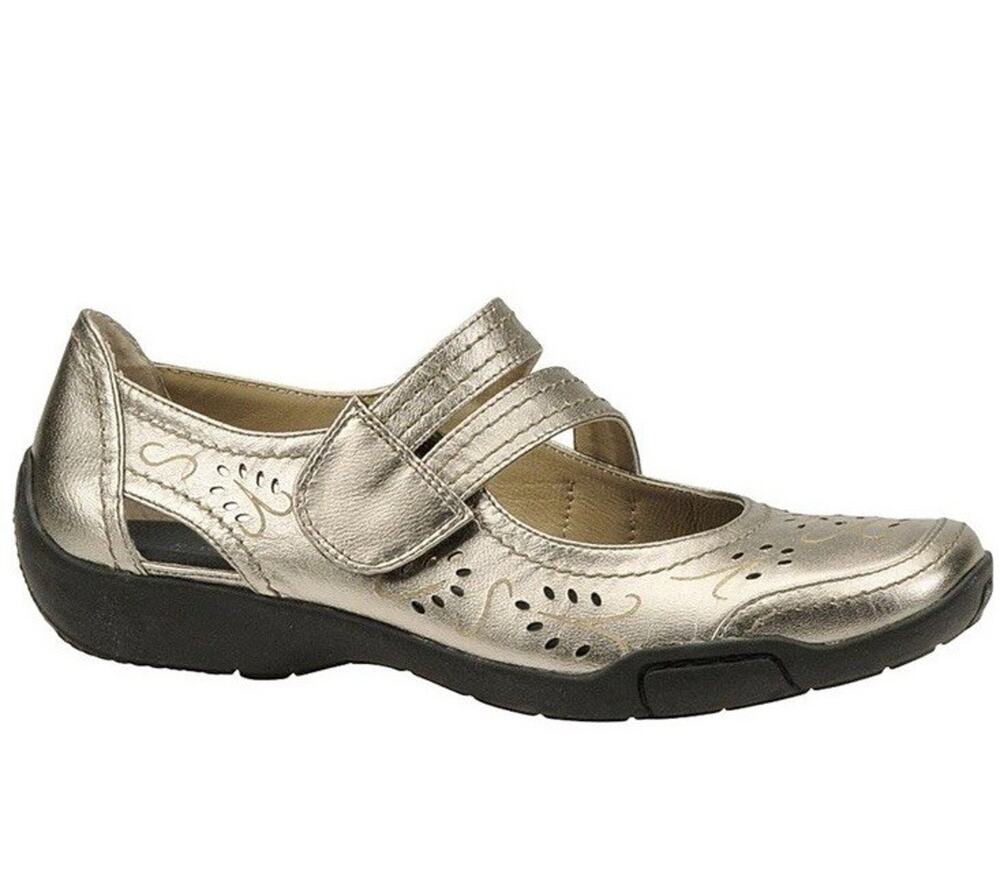 Ros Hommerson Chelsea Women's Pewter Mary Jane Leather Comfort Shoes Sz 8.5N EUC